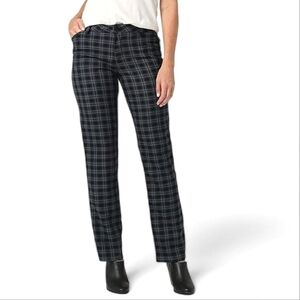 Women's Lee Wrinkle Free Plaid Pants 8 *SHORT* Black & Grey Stretch